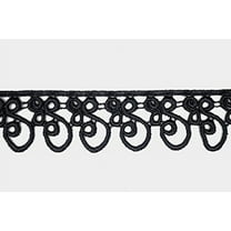 Altotux 1.25" Embroider Floral 12 Color Venice Lace Trim Guipure Trimming 2 Yard (Black)