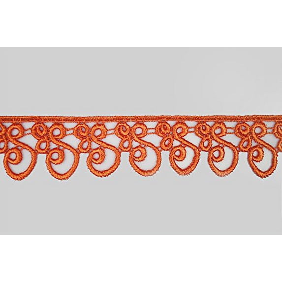 Altotux 1.25" Embroider Floral 12 Color Venice Lace Trim Guipure Trimming 2 Yard (Orange)