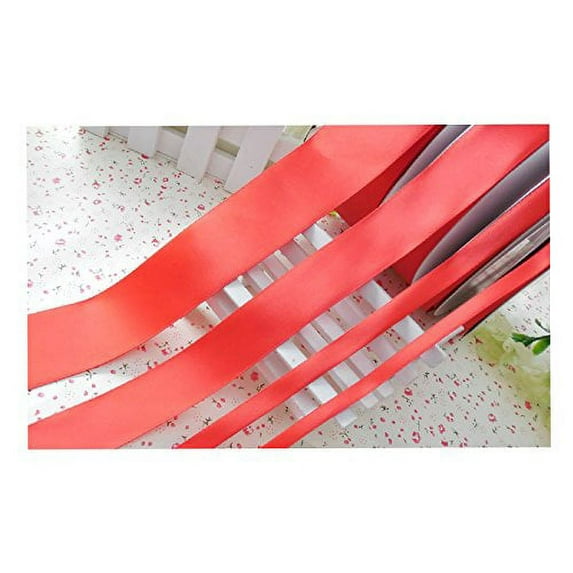 Altotux 1/4", 3/8", 1/2", 5/8", 7/8", 1.5" Red White Ivory Single Face Polyester Satin Ribbon Sewing Notions 50 or 100 Yards Value Pack (1/4 inches (100 yards), Red)