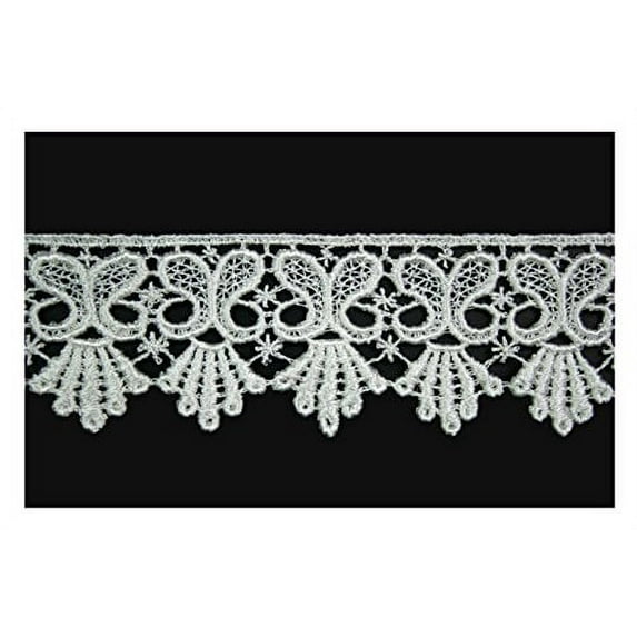 Altotux 1-7/8 inches White Ivory Venice Lace Trim Sewing Notions By 2 Yards (White)