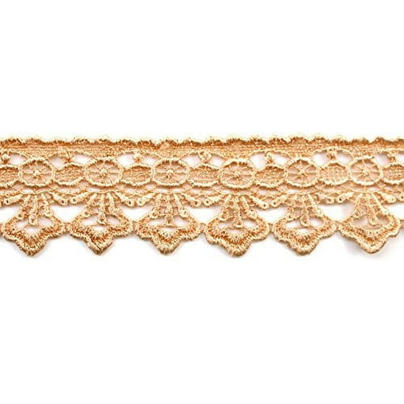 Altotux 1.75" Embroidered Floral Scalloped Venice Lace Trim Guipure Trimming Sewing Supplies By Yard (Champagne)