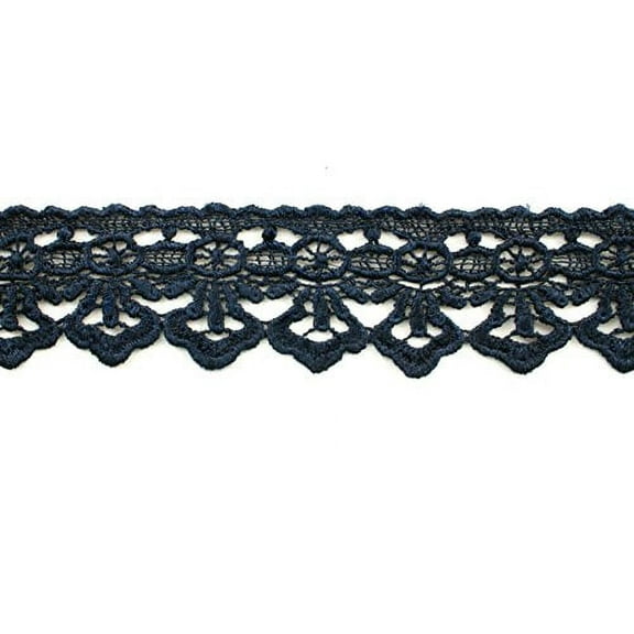 Altotux 1.75" Embroidered Floral Scalloped Venice Lace Trim Guipure Trimming Sewing Supplies By Yard (Navy)