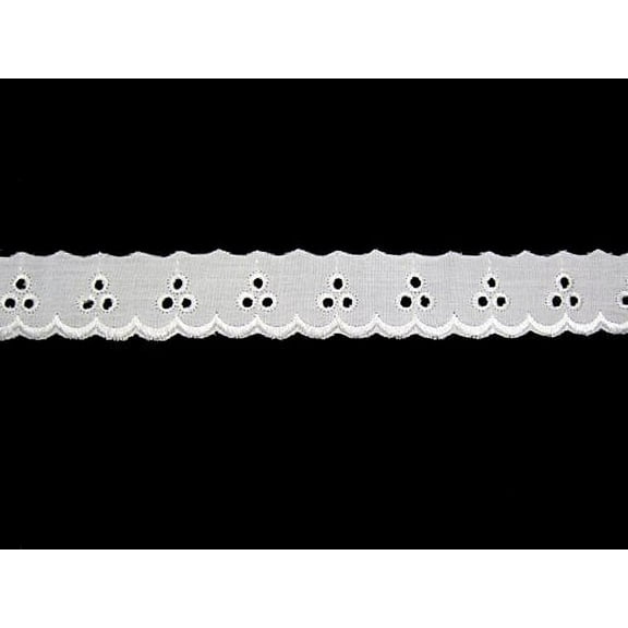 Altotux 1" White Cotton Embroidery Eyelet Lace Trim Wholesale Lot By 15 Yards