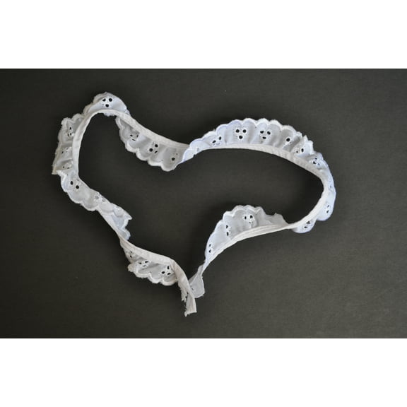 Altotux 1" White Gathered Ruffled Cotton Eyelet Lace Trim Lot Notions By 5 yards