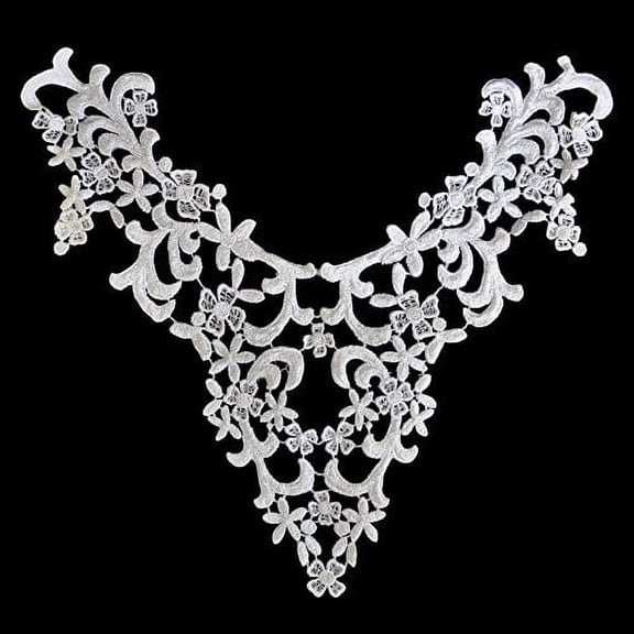 Altotux 10" x 10" inches White Venice Embroidery Bodice Motif Applique by Piece