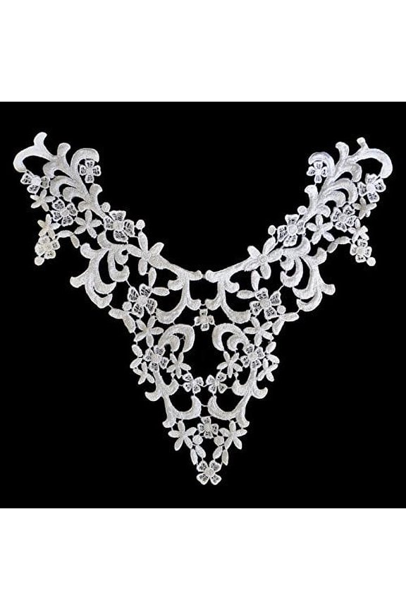 10" x 10" inches White Venice Embroidery Bodice Motif Applique by Piece