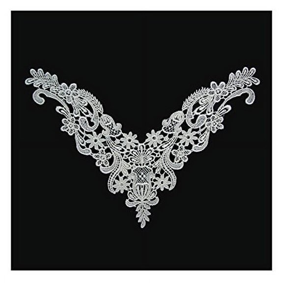 Altotux 10" x 8" inches White Ivory Venice Embroidery Bodice Motif Applique by Piece (Ivory)