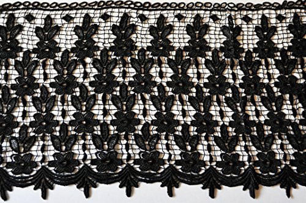 Altotux 13.5" Black and White Large Floral Guipure Venice Lace by Yardage (Black)