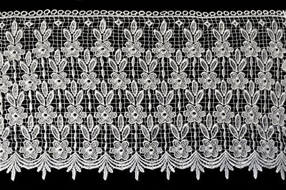 Altotux 13.5" Black and White Large Floral Guipure Venice Lace by Yardage (White)