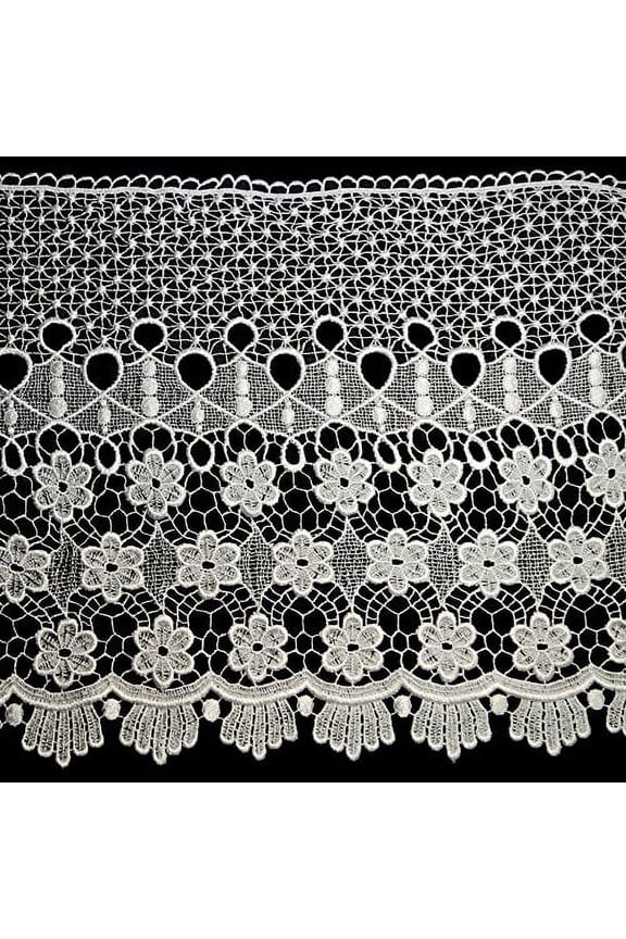 13 Inches White Large Floral Guipure Venice Lace by Yardage