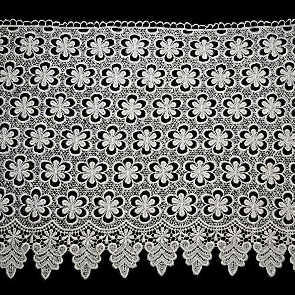 Altotux 15.25" White Floral Guipure Venice Lace Scalloped Edge by Yardage