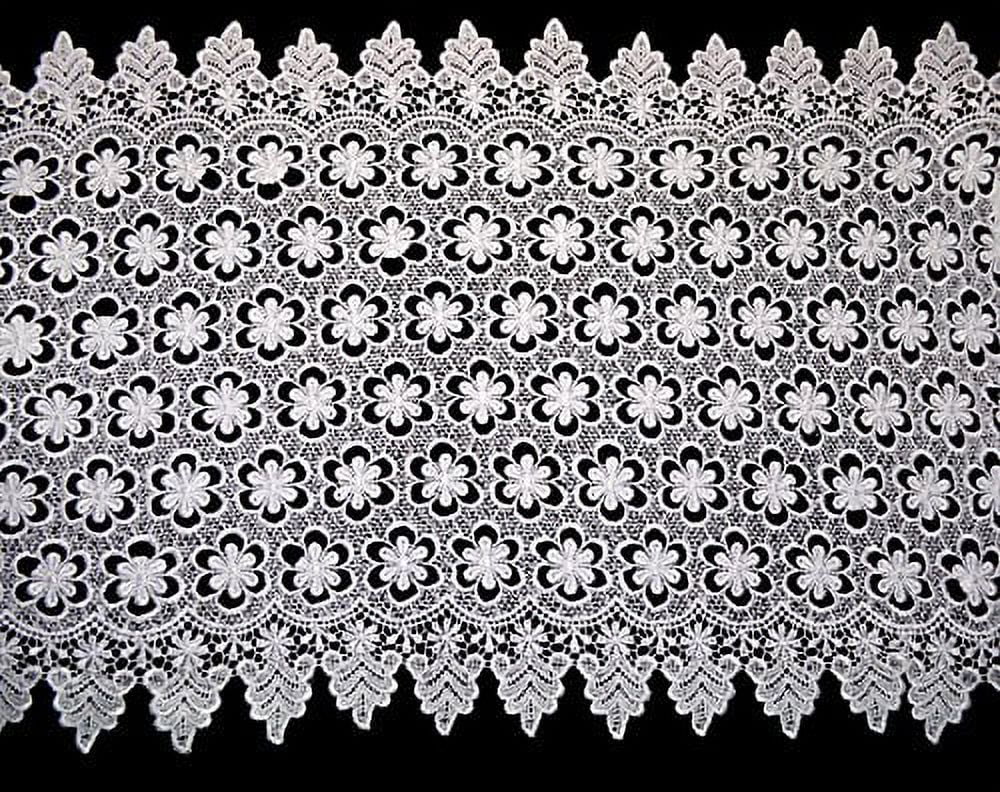 Altotux 18.5" White Floral Guipure Venice Lace Trim Double Scalloped By Yard