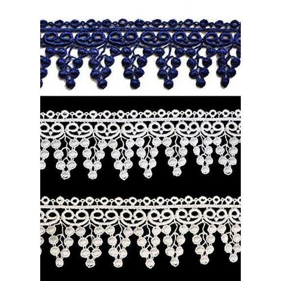 Altotux 2.25" Embroidered Ivory or White Guipure Venice Lace Trim By Yard (Ivory)