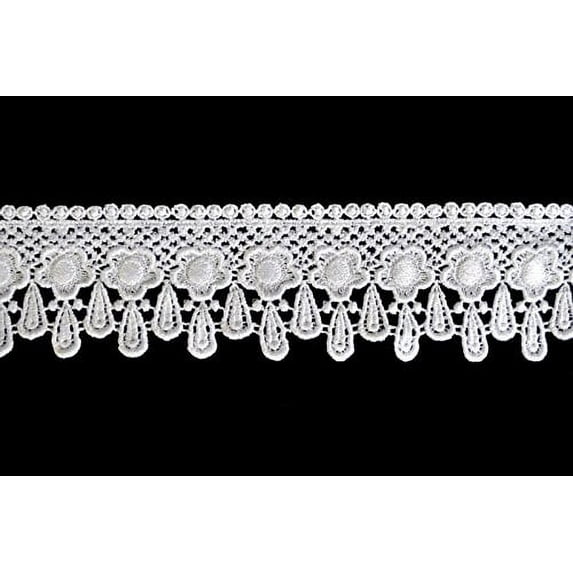 Altotux 2.25 inches White or Ivory Venice Lace Trim By Yard (White)
