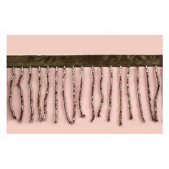 Altotux 2, 3 or 6" Brown Beaded Fringe Trim with Glass Short Bugle Beads by Yard (3 inches)