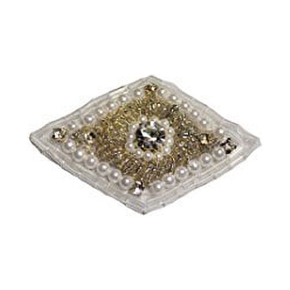 Altotux 2.5"x1.75" Diamond Rhinestone Crystal Pearl Beaded Sew On Applique Motif