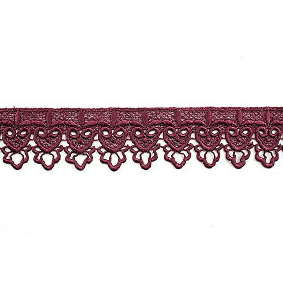 Altotux 2" Embroidered Floral Scalloped Venice Lace Trim Victorian Guipure Sewing Supplies By Yard (Eggplant)