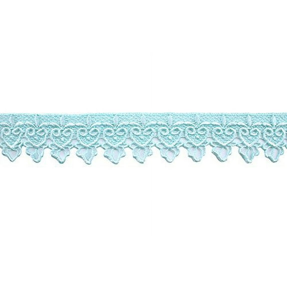 Altotux 2" Embroidered Floral Scalloped Venice Lace Trim Victorian Guipure Sewing Supplies By Yard (Light Blue)