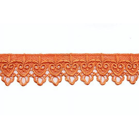 Altotux 2" Embroidered Floral Scalloped Venice Lace Trim Victorian Guipure Sewing Supplies By Yard (Orange)
