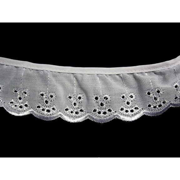 Altotux 2" White Gathered Ruffled Cotton Eyelet Lace Trim Lot Notions by 5 Yards
