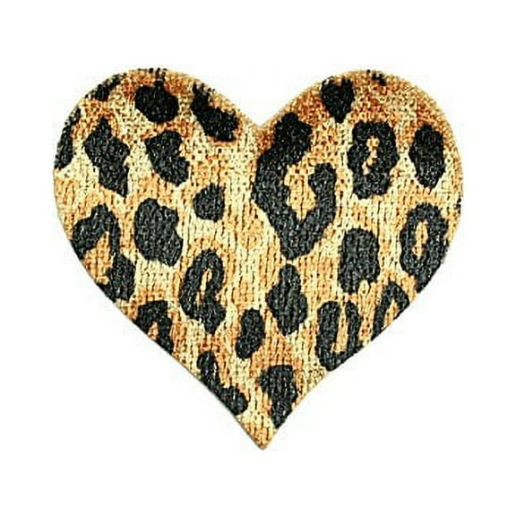 Altotux 2" x 1.75" Cheetah Leopard Print Heart Iron On Patch Applique Sewing Notion By 5 Pieces