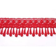 Altotux 3.25" 14 Colors Embroidered Venice Lace Trim Guipure Embellishment Teardrop Fringe Trimming By Yard (Red)