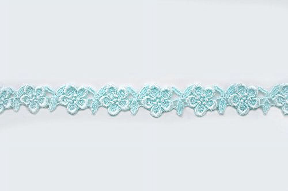 Altotux 3/4" 7 Colors Turquoise Pink Blue Champagne Yellow Coral Navy Small Floral Embroidered Venice Lace Trim Guipure By Lots of 5 Yards (Light Blue)