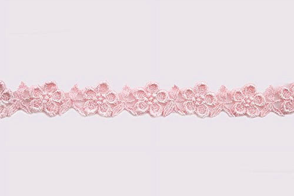 Altotux 3/4" 7 Colors Turquoise Pink Blue Champagne Yellow Coral Navy Small Floral Embroidered Venice Lace Trim Guipure By Lots of 5 Yards (Light Pink)