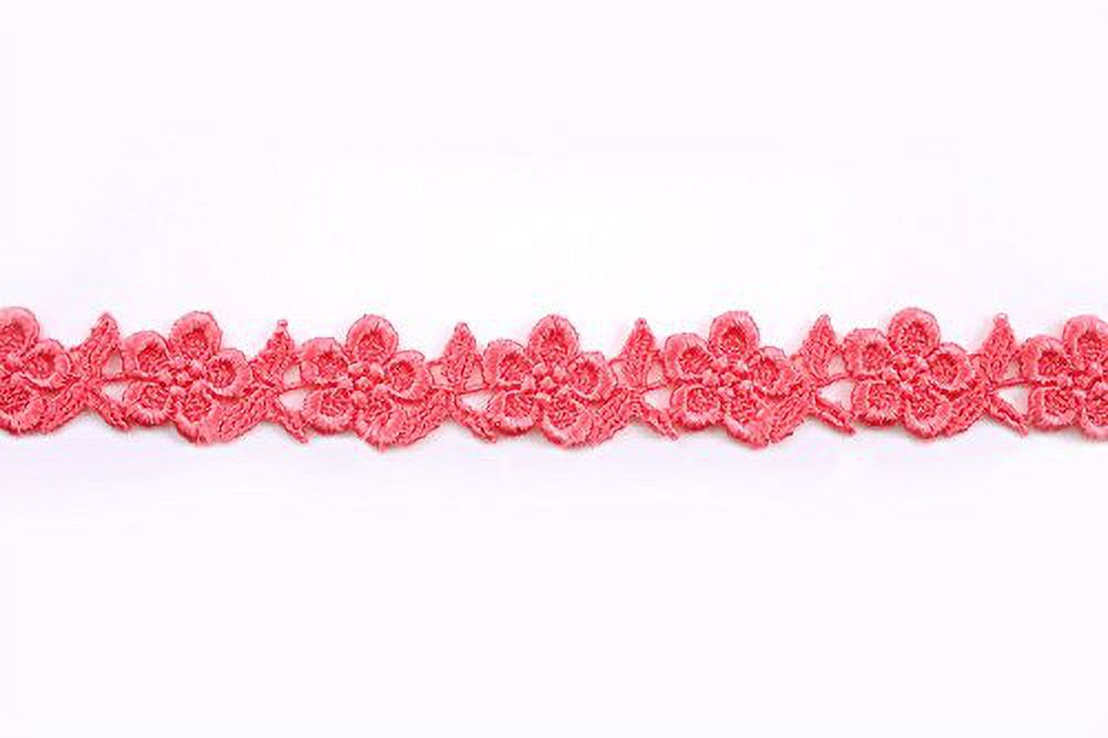 Altotux 3/4" 7 Colors Turquoise Pink Blue Champagne Yellow Coral Navy Small Floral Embroidered Venice Lace Trim Guipure By Lots of 5 Yards (Coral)