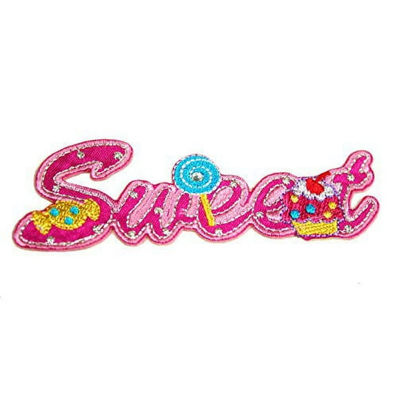 Altotux 3.5" X 1.25" "Sweet" Word Self Adhesive Embroidered Iron On Applique Sticker Patch