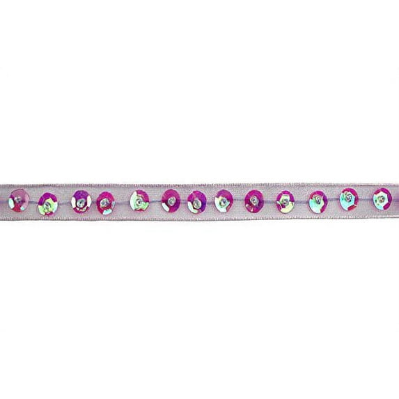 Altotux 3/8" Beaded Organza Ribbon Trim with Magenta Iridescent Sequins Trimming Craft Supplies By 2 Yards