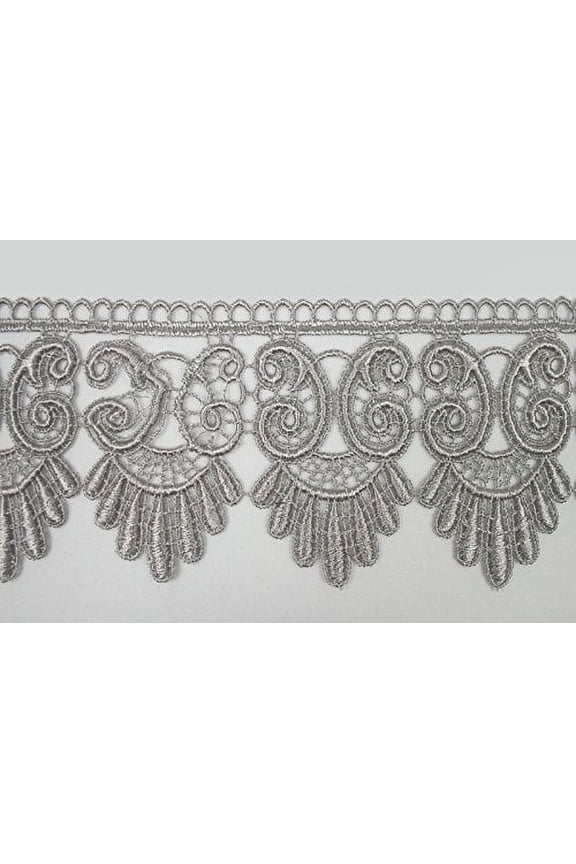 3" Embroidered Floral 12 Colors Venice Lace Trim Guipure By Yardage (Gray)