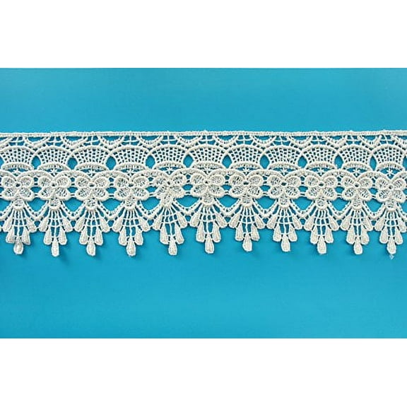 Altotux 3" Embroidered Floral Scalloped Venice Lace Trim Victorian Guipure Sewing Supplies By Yard (Ivory)