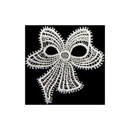 Altotux 3"x3" 2 Pieces Ivory Venice Lace Ribbon Bow Tie Motif Applique Patch