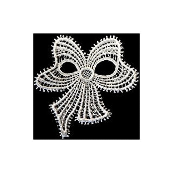 Altotux 3"x3" 2 Pieces Ivory Venice Lace Ribbon Bow Tie Motif Applique Patch
