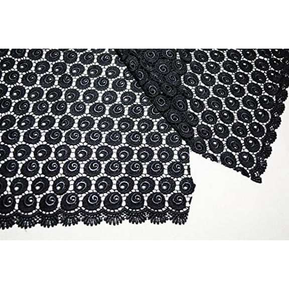 Altotux 38" Navy Spiral Venice Lace Fabric All Over Both side Scalloped Edge