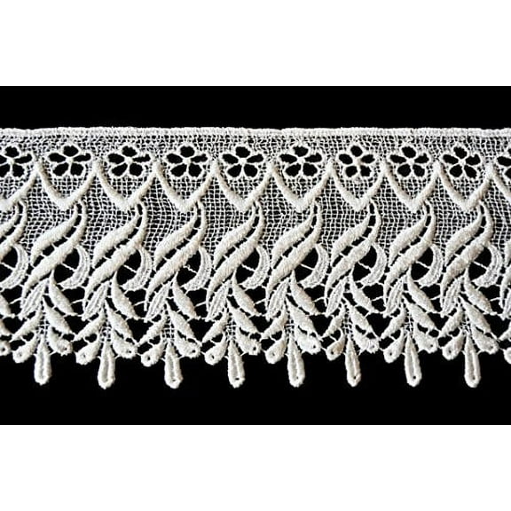 Altotux 4.25" White & Ivory Venice Vintage Floral Lace Trim By Yard (Ivory)