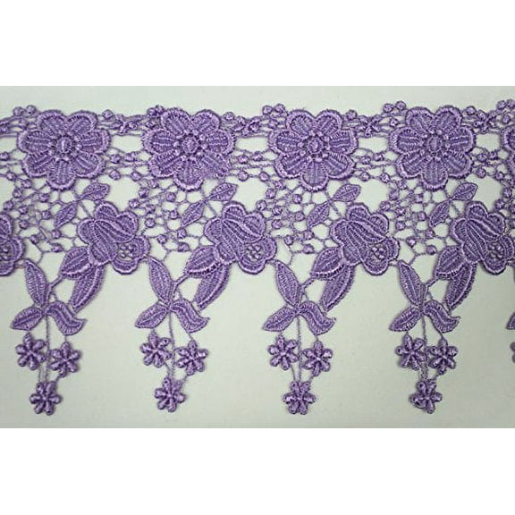 Altotux 4.5" Venise Vintage Lace Lilac Red Burgundy Gold Gray Orange Trim By Yard (Lilac)