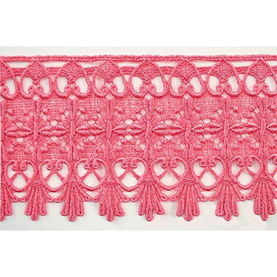 Altotux 4.75" Embroidered 7 Colors Floral Venice Lace Trim Turquoise Pink Navy Guipure Trimming By Lot of 5 Yards (Coral)