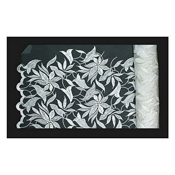 Altotux 49.5" Floral Embroidered Organza Fabric Blue Pink Lavender Ivory White Clothe Sewing Notions Bridal Wedding Gown Evening (White)