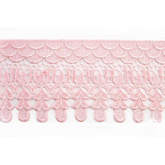Altotux 5" 19 Colors of Embroidered Floral Scalloped Venice Lace Trim Victorian Guipure Sewing Supplies By Yard (Light Pink)