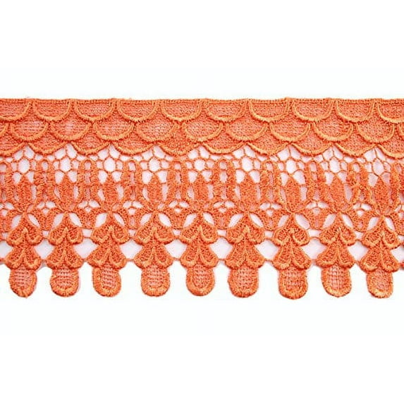Altotux 5" 19 Colors of Embroidered Floral Scalloped Venice Lace Trim Victorian Guipure Sewing Supplies By Yard (Orange)