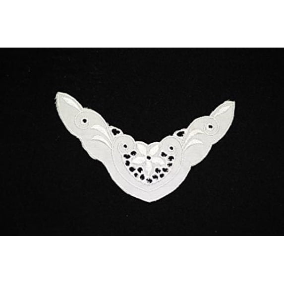 Altotux 5.75"x1.75" White Black Cotton Embroidered Bodice Lace Motif by 3 Pieces (White)