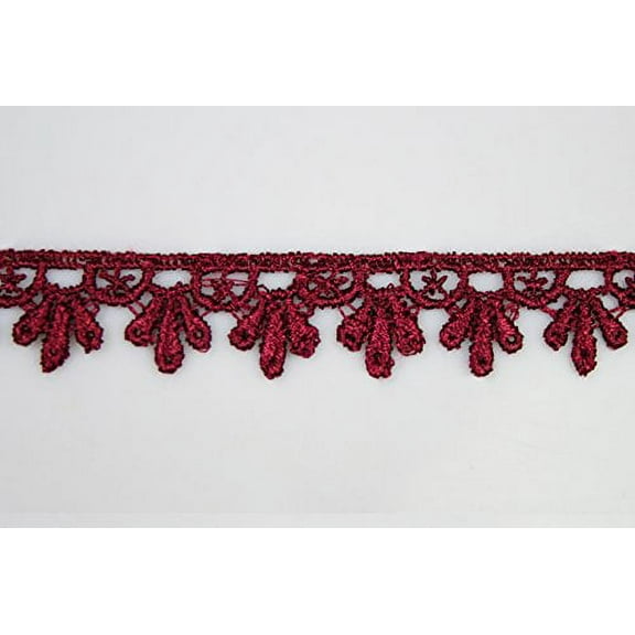 Altotux 5/8" Embroidered Floral 12 Colors Venice Lace Trim Guipure By 3 Yards (Burgundy)