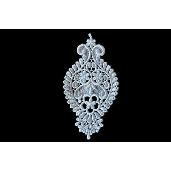 Altotux 5"x3.5" Elegant Venice Lace White Iron on Motif Applique Patch By 3 Pcs
