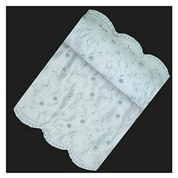 Altotux 55" Pearl Bugle Beads Satin Fabric Blue Green Burgundy Pink Lilac White By Yard (Blue)