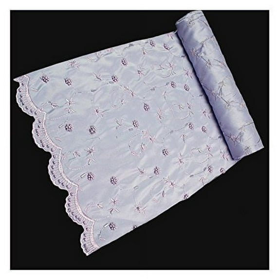 Altotux 55" Pearl Bugle Beads Satin Fabric Blue Green Burgundy Pink Lilac White By Yard (Lilac)