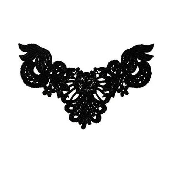 Altotux 6.5"x4" Black Venice Lace Embroidery Bodice Motif Applique by Piece