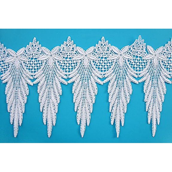 Altotux 6" Embroidered Scalloped Venice Lace Trim Guipure Trimming By Yard (White)