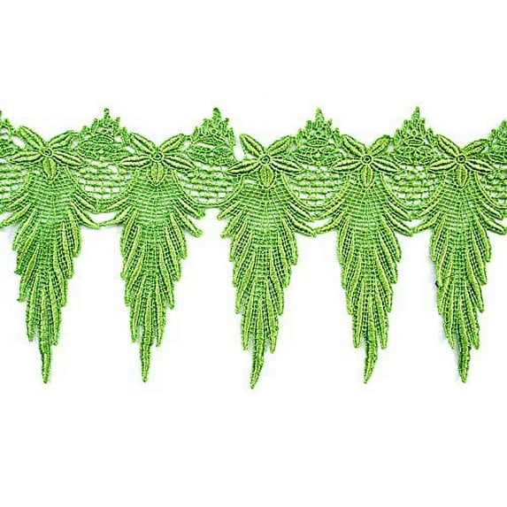 Altotux 6" Gold Orange Gray Eggplant Embroidered Venice Lace Trim By 15" (GREEN)